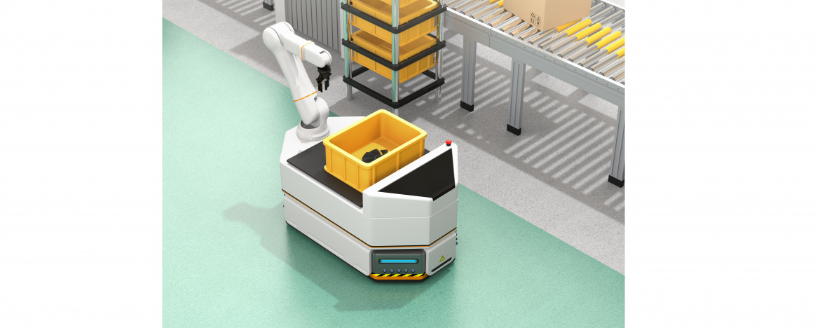 Association robot et véhicule de guidage automatique (AGV)